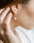 Gold Pearl Hoop Earrings