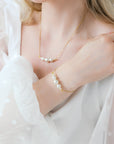 Delicate gold white pearl necklace