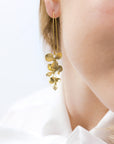 Gold Orchid Flower Earrings