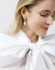 Silver Crystal Pearl Drop Earrings