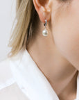 Pearl Drop Crystal Huggie Hoop Earrings