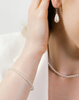 Silver Pearl Huggie Hoop Earrings