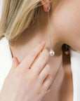 Long Silver Pearl Earrings