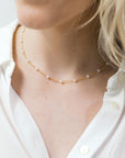 Delicate Gold White Pearl Necklace