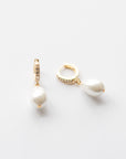 Gold Drop Pearl Crystal Huggie Hoop Earrings
