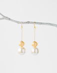 Gold Bead and Pearl Earrings