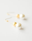 Gold Bead and Pearl Earrings