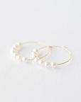 Gold Circle Hoop Earrings with White Pearls