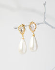 Gold Crystal Pearl Drop Earrings