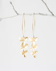 Gold Orchid Flower Earrings