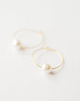 Gold Pearl Hoop Earrings