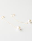 Long Gold Pearl Earrings