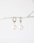 Pearl Drop Crystal Huggie Hoop Earrings