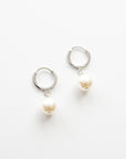 Silver Pearl Huggie Hoop Earrings