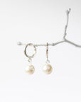 Silver Pearl Huggie Hoop Earrings