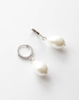 Silver Pearl Huggie Hoop Earrings