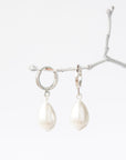 Silver Pearl Huggie Hoop Earrings