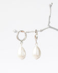 Silver Pearl Huggie Hoop Earrings