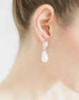 Silver Crystal Pearl Drop Earrings