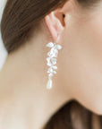 Silver Orchid Flower Earrings