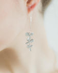Silver Orchid Flower Earrings