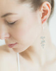 Silver Orchid Flower Earrings