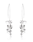 Silver Orchid Flower Earrings