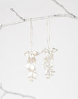 Silver Orchid Flower Earrings