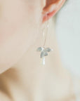 Silver Orchid Flower Earrings with Pearls