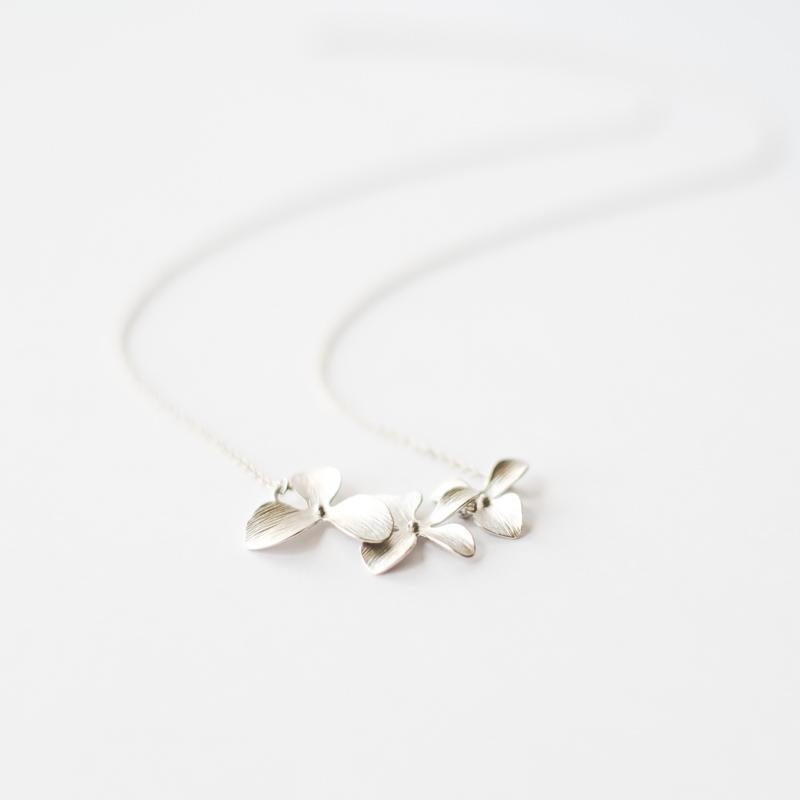 Silver Orchid Flower Necklace