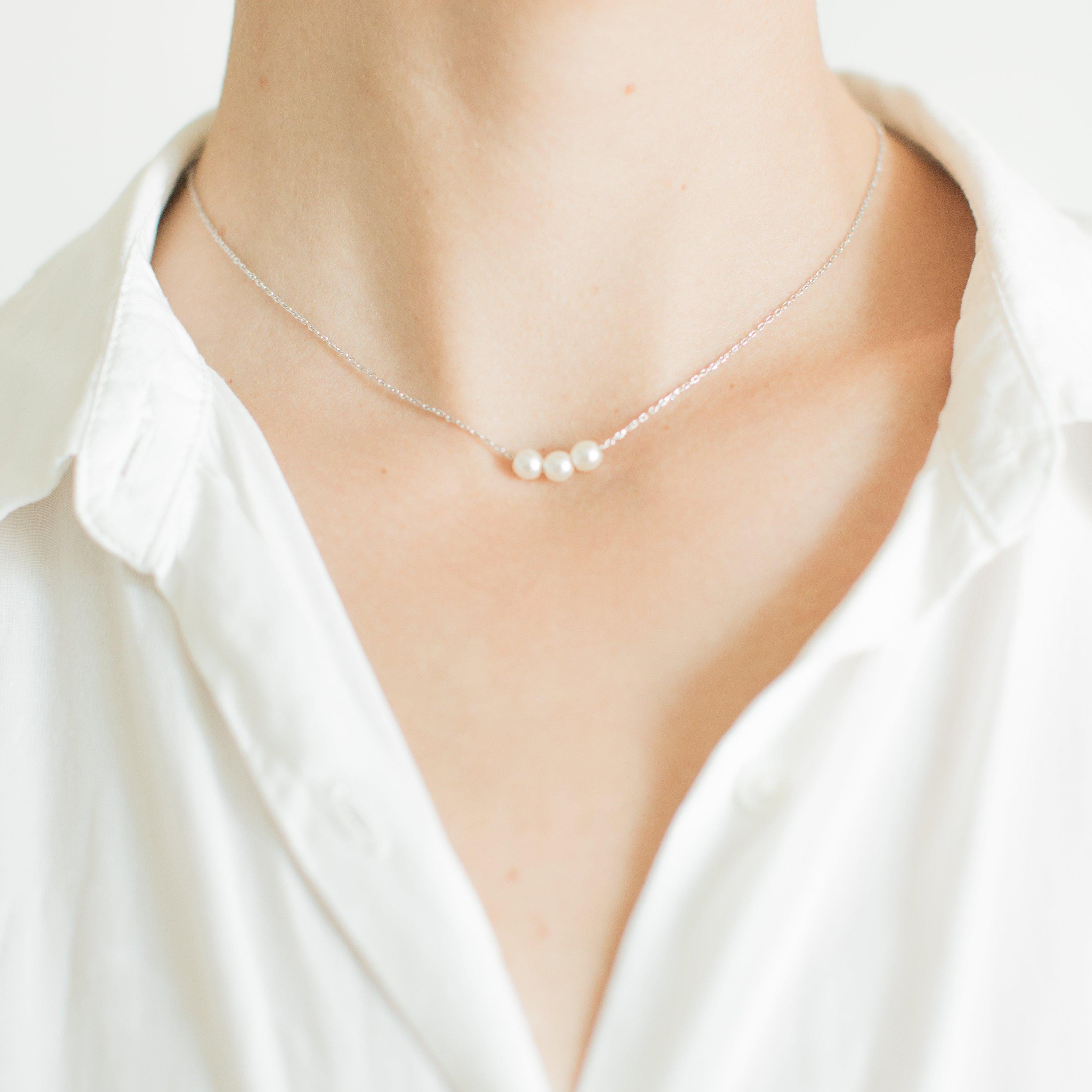 Silver pearl hotsell choker necklace