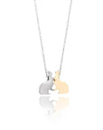 Silver necklace with two rabbits