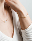 Delicate Gold White Pearl Bracelet