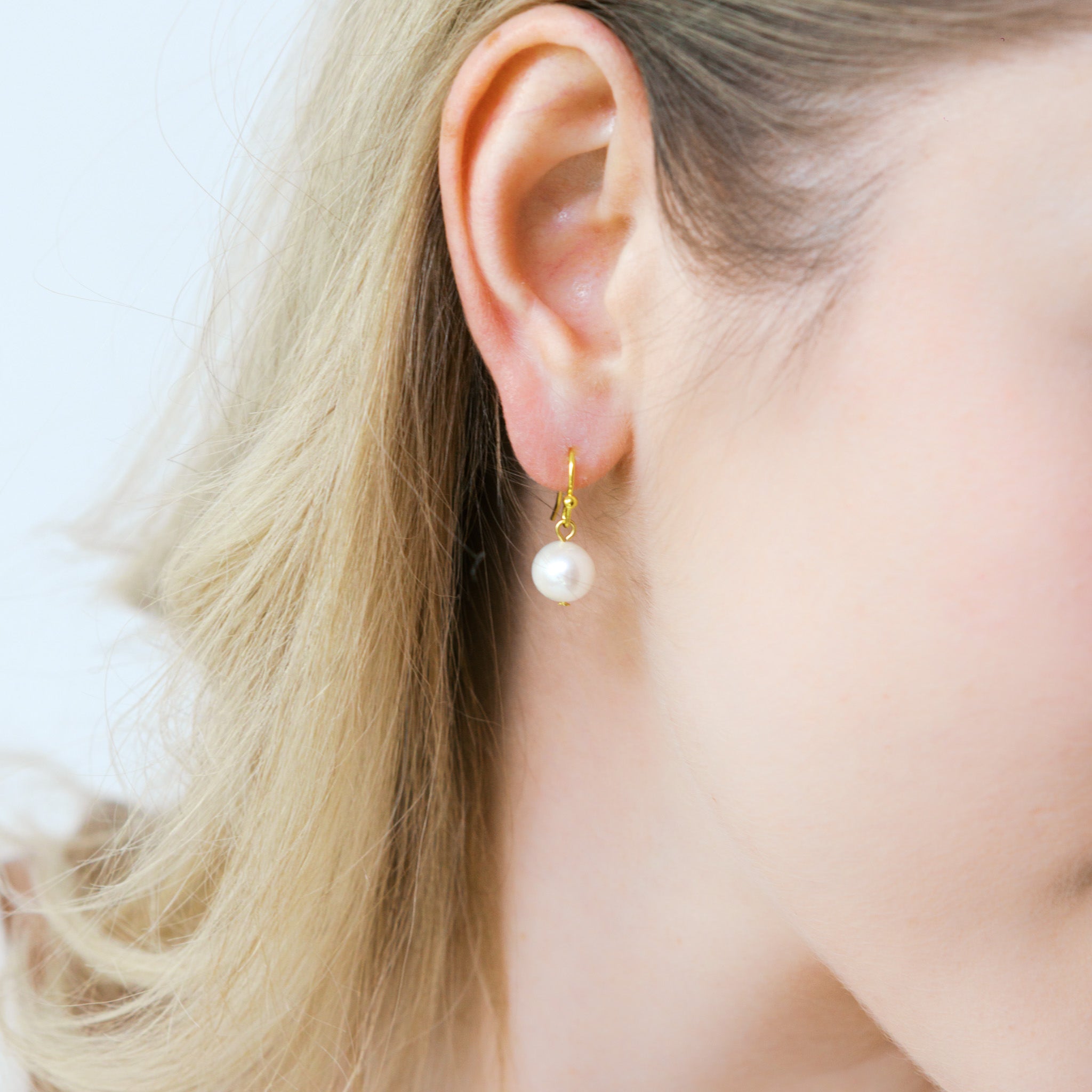 Gold Freshwater Pearl Earrings