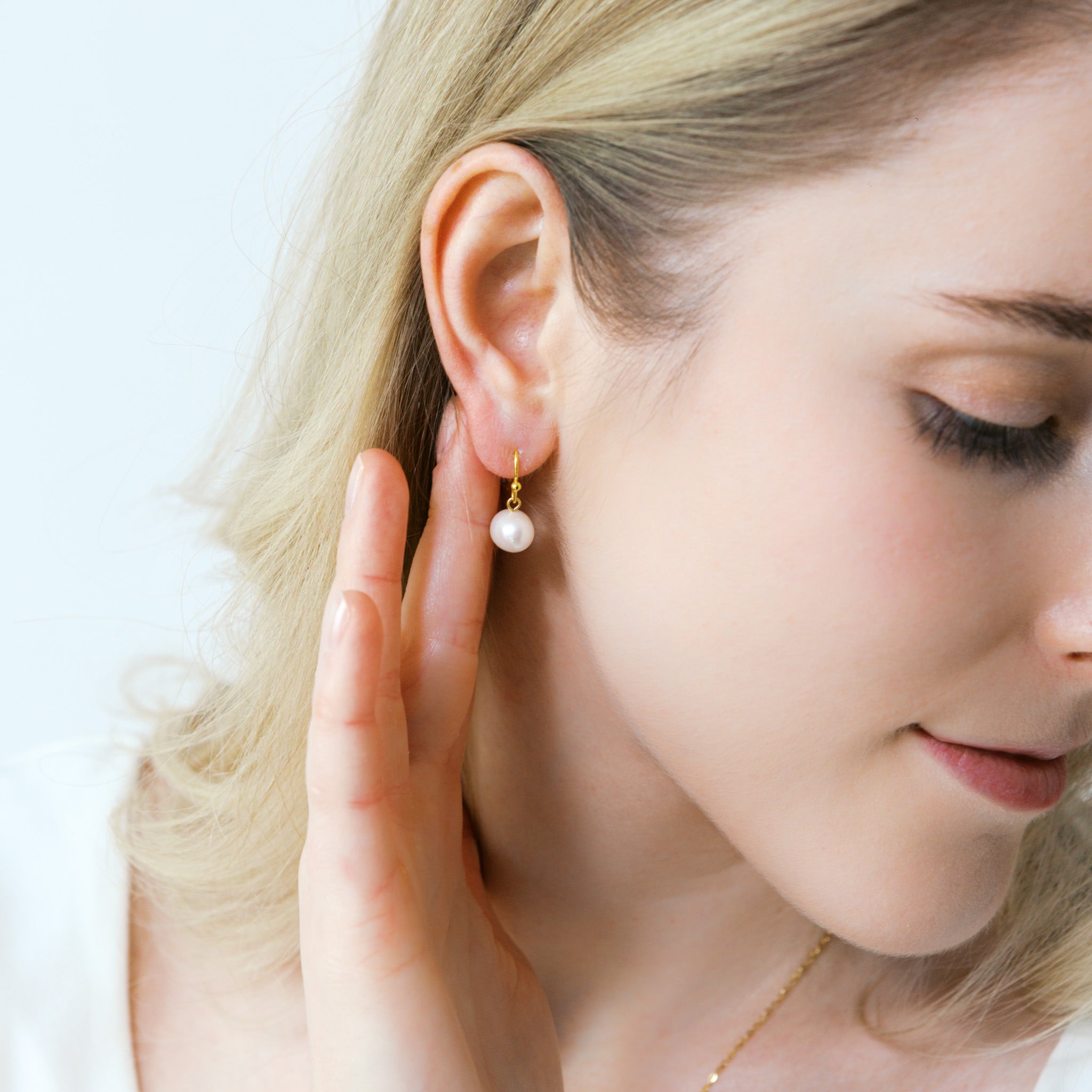 Gold Freshwater Pearl Earrings