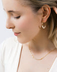 Gold Circle Hoop Earrings with White Pearls
