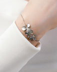 Silver Orchid Flower Bracelet