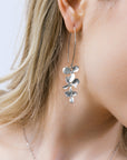 Silver Orchid Flower Earrings