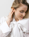 Silver Orchid Flower Earrings