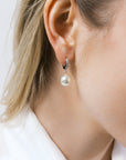 Pearl Drop Crystal Huggie Hoop Earrings