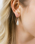 Silver Pearl Huggie Hoop Earrings