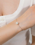 Single Pearl Bracelet in Silver