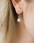 Silver Pearl Huggie Hoop Earrings