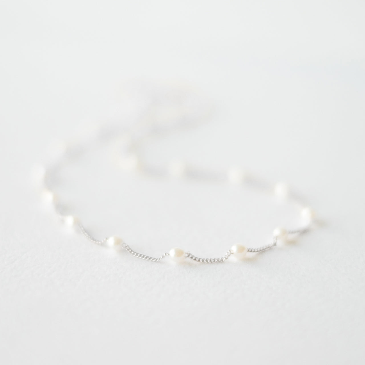 Delicate Silver White Pearl Necklace