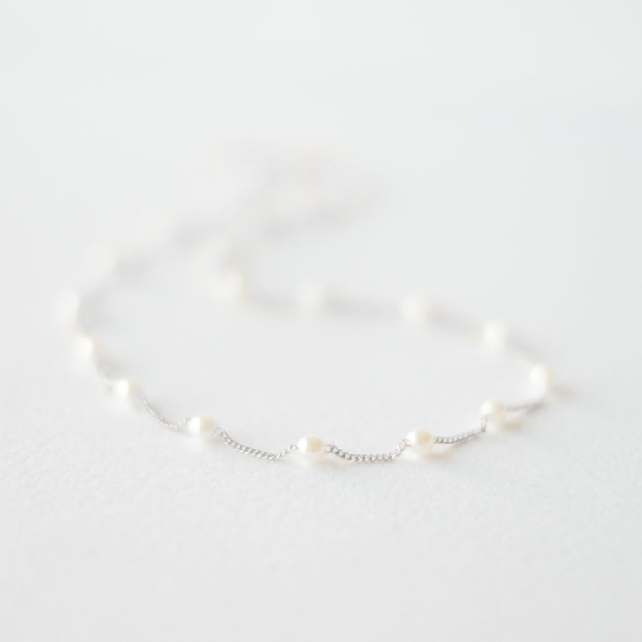 Delicate Silver White Pearl Necklace