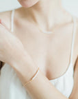 Delicate Gold White Pearl Bracelet