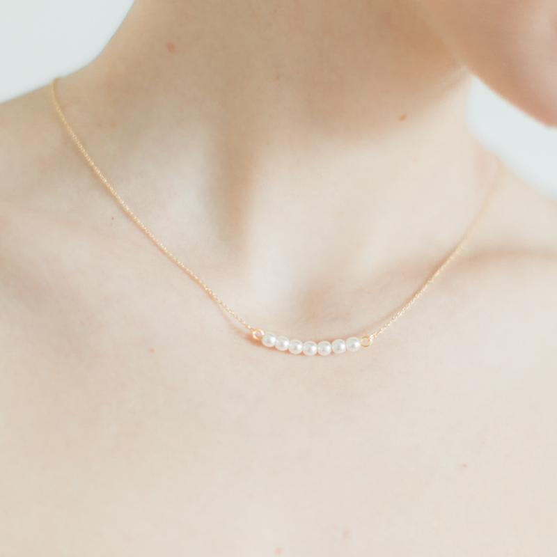 Delicate Gold White Pearl Necklace