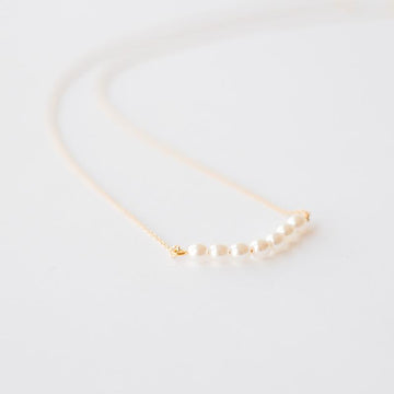 Delicate Gold White Pearl Necklace