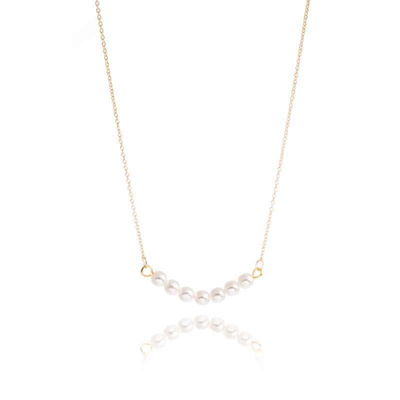 Delicate Gold White Pearl Necklace