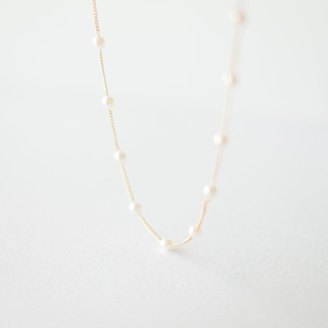 Delicate Gold White Pearl Necklace